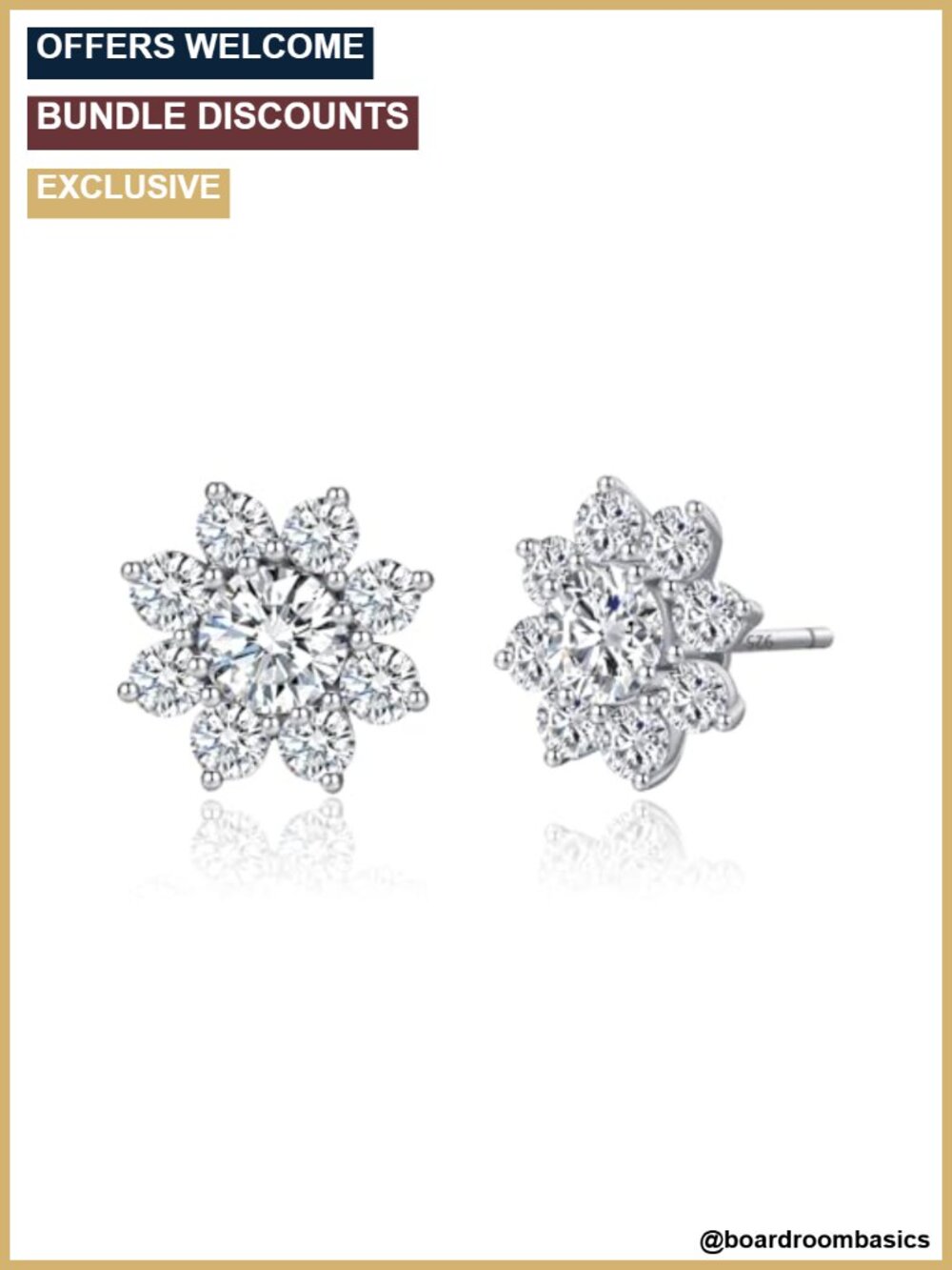Flower Moissanite Stud Earrings 925 Sterling Silver Screw Back